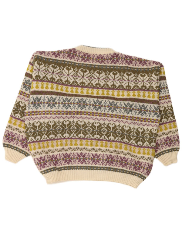 VINTAGE Pull col rond pour homme XL multicolore Fair Isle