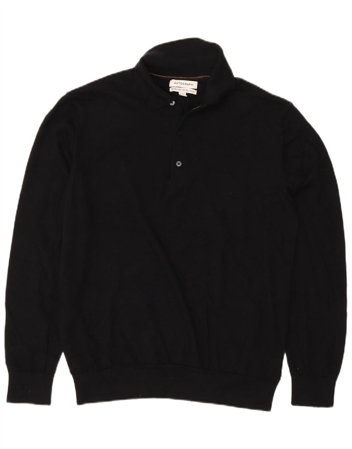 Marks & Spencer Pull à col polo autographe pour homme, grand noir
