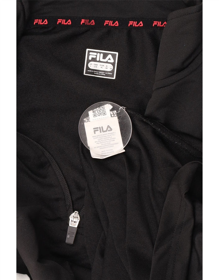 FILA Haut de survêtement à col zippé pour homme XL Noir Colorblock Polyester