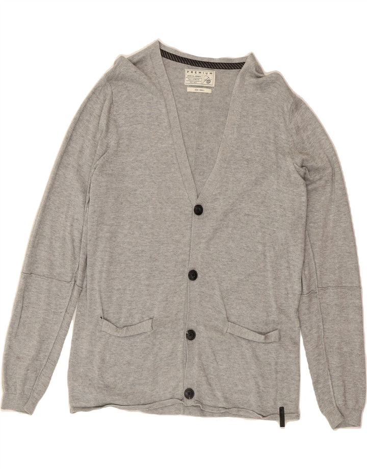 JACK & JONES Mens Cardigan Sweater Small Grey Viscose Vintage Jack & Jones and Second-Hand Jack & Jones from Messina Hembry 