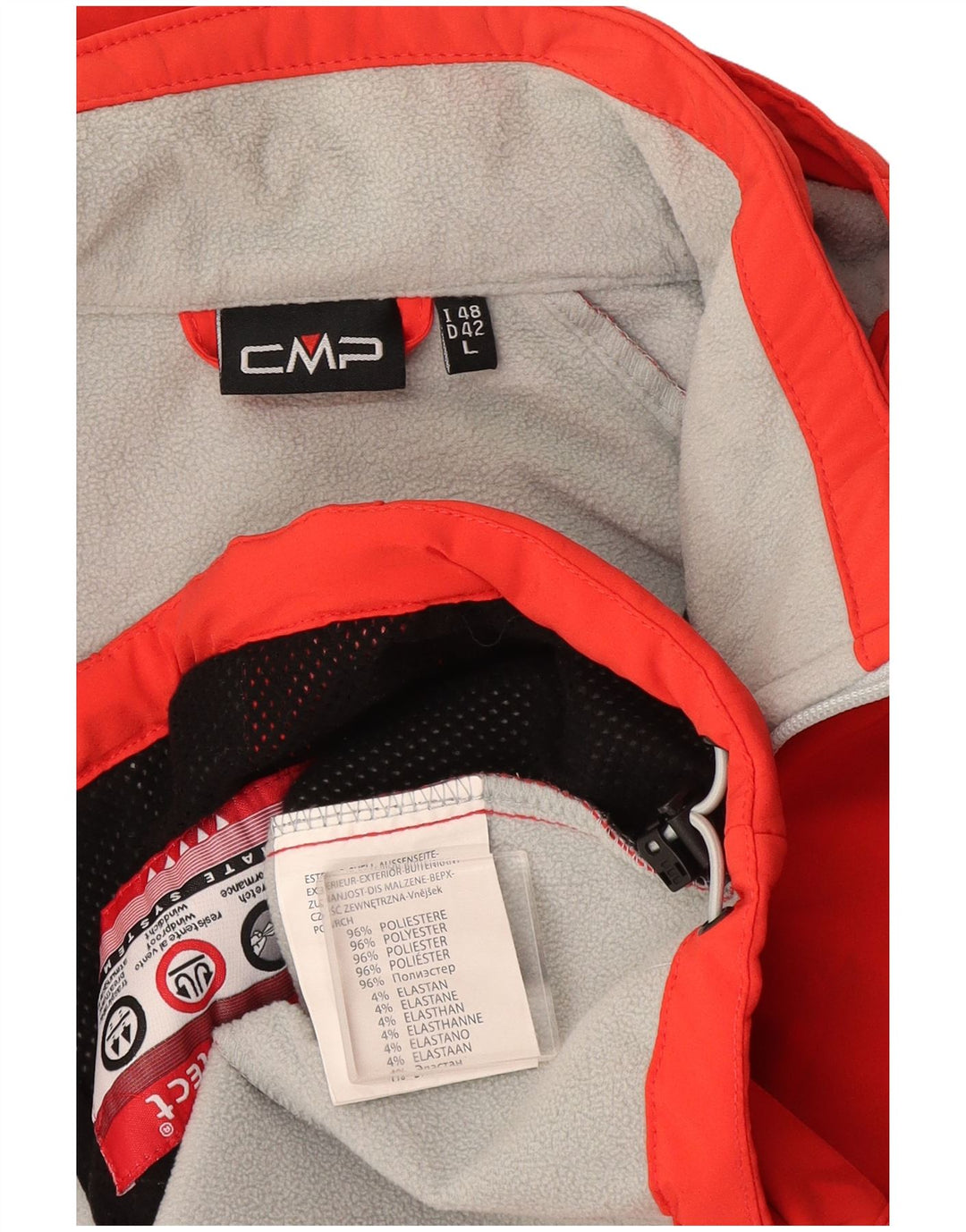 CMP Veste coupe-vent à capuche pour femme EU 42 Large Orange Polyester