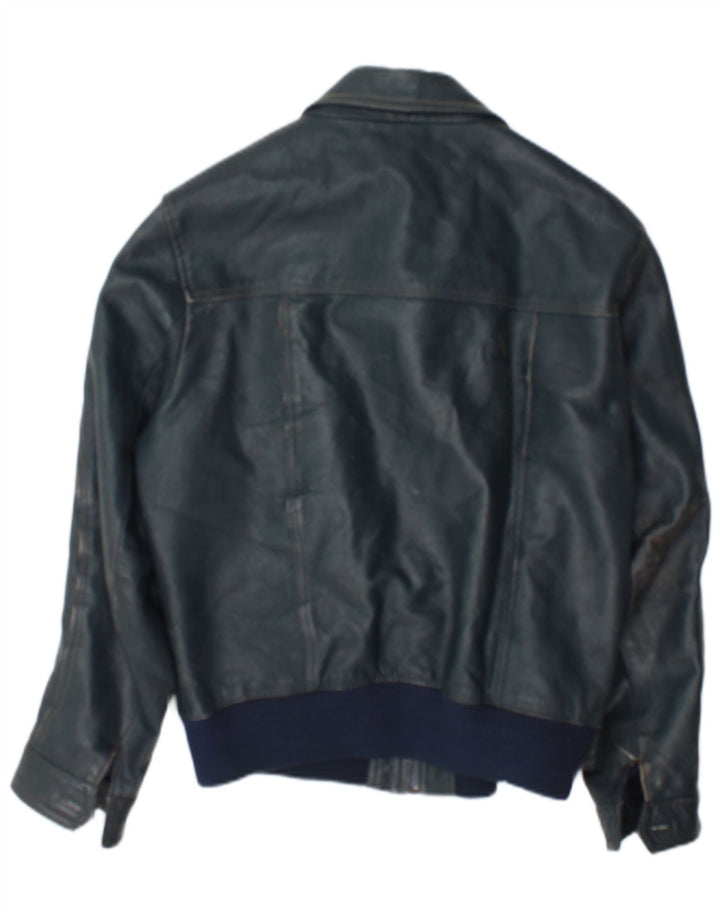C&A Veste en cuir pour homme UK 36 Petit cuir bleu