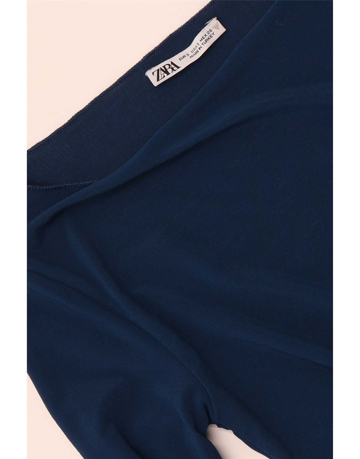 Zara Femme Top Manches Longues UK 8 Small Bleu Marine