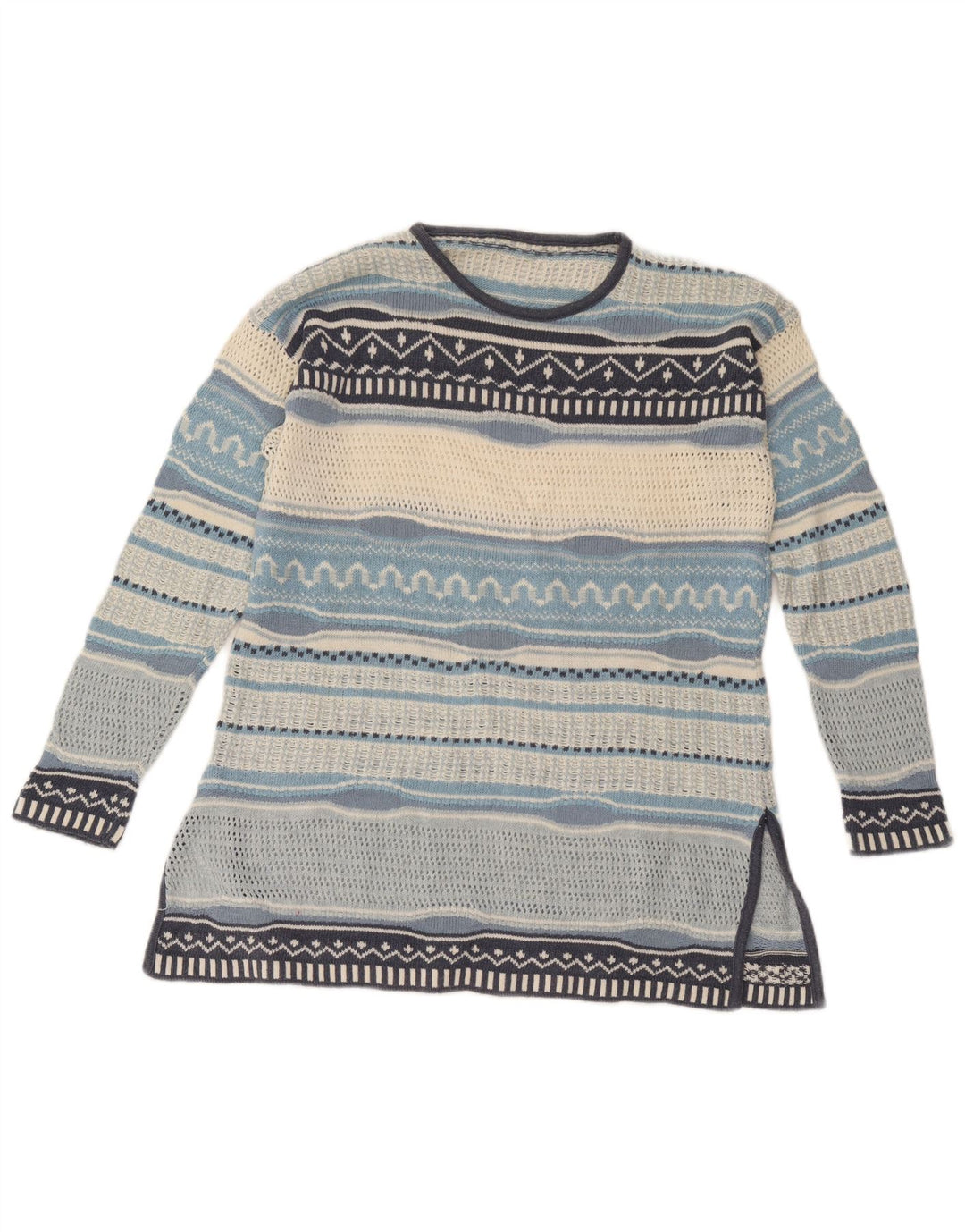 vintage Womens Boat Neck Jumper Sweater UK 12 Moyen Multicolore Rayé