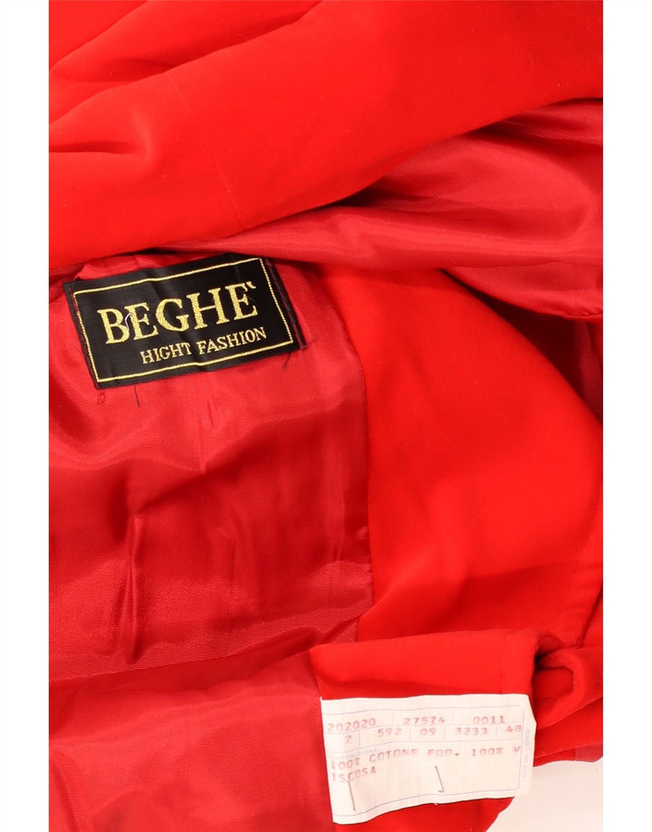 vintage Femme 2 Bouton Blazer Veste IT 48 XL Coton Rouge