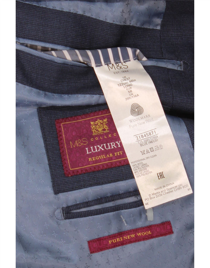 Marks & Spencer Veste blazer coupe régulière à 2 boutons pour homme UK 48 2XL Bleu marine