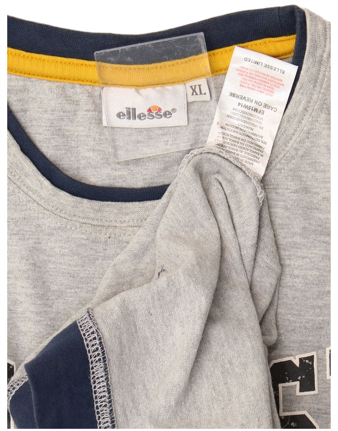 ELLESSE Mens Graphic Top Long Sleeve XL Grey Cotton