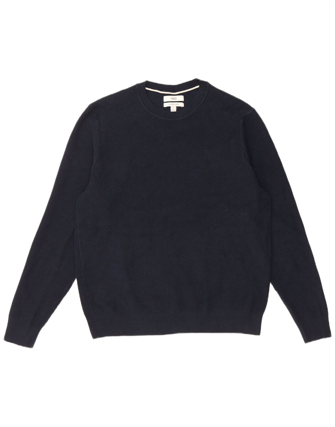 Marks & Spencer Pull à col rond pour homme en polyester bleu marine Taille L