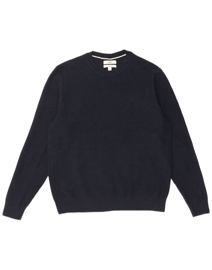 Marks & Spencer Pull à col rond pour homme en polyester bleu marine Taille L