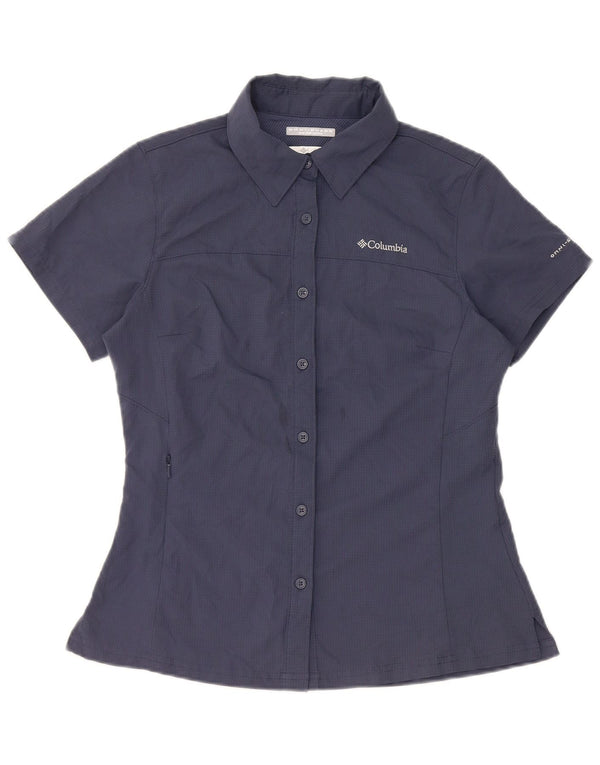 Columbia Chemise à manches courtes Omni-Shade pour femme UK 6 XS Bleu marine à carreaux