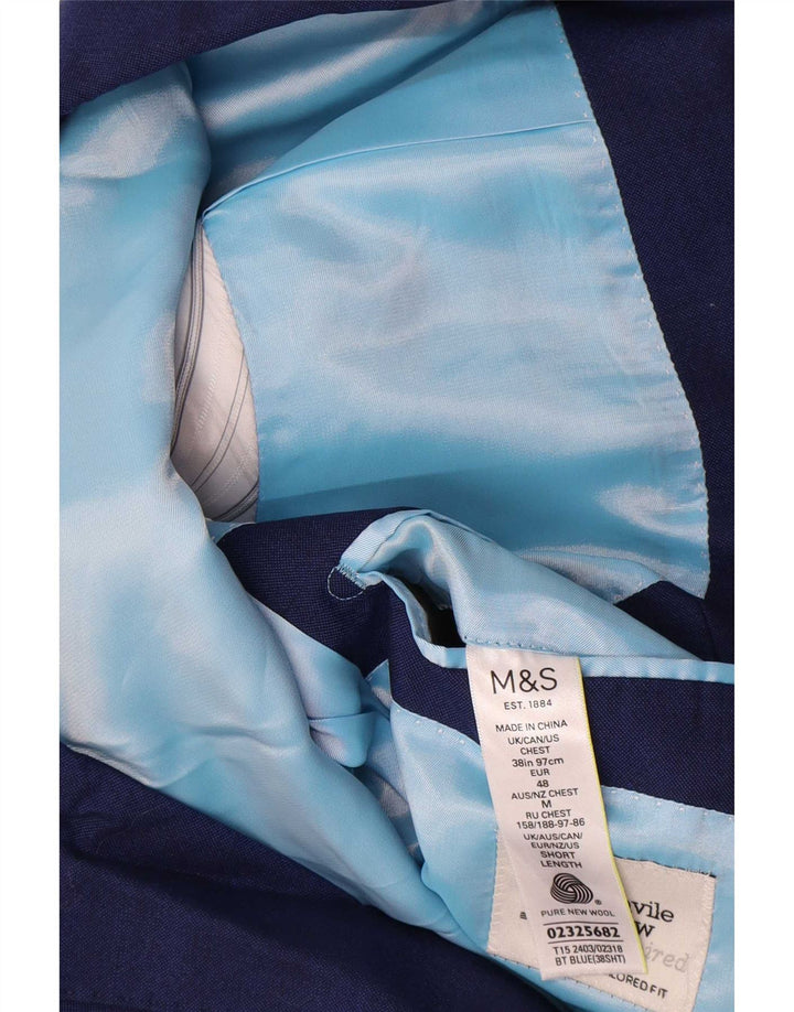 Marks & Spencer Veste blazer à 2 boutons pour homme UK 38 Bleu moyen Laine