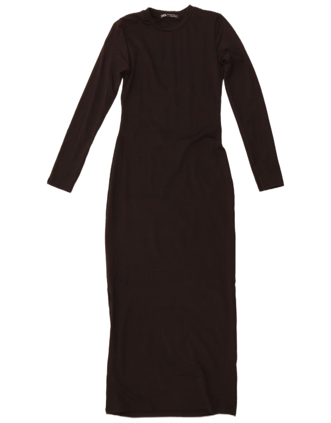 ZARA Robe longue à manches longues pour femme UK 12 Noir moyen