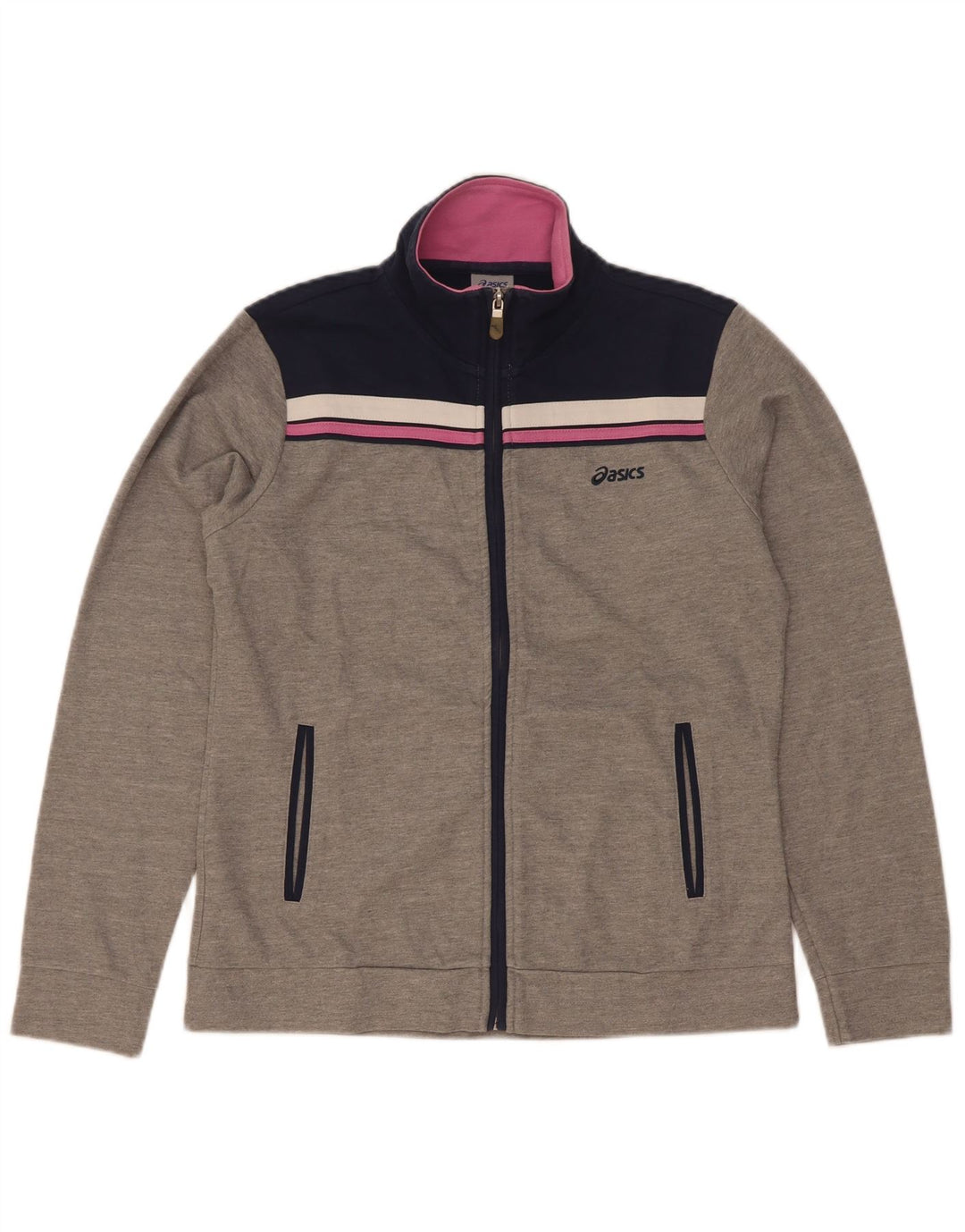 Asics Veste de survêtement pour femme UK 14 Gris moyen Colourblock Coton