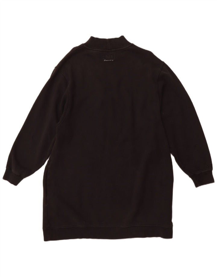 SUPERDRY Robe sweat-shirt graphique pour femme UK 14 Large Noir Coton