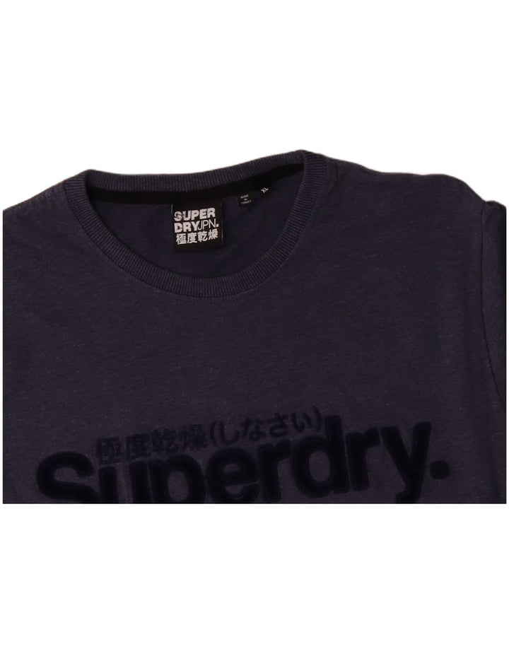 SUPERDRY T-Shirt Graphique Homme Top XL Bleu Coton