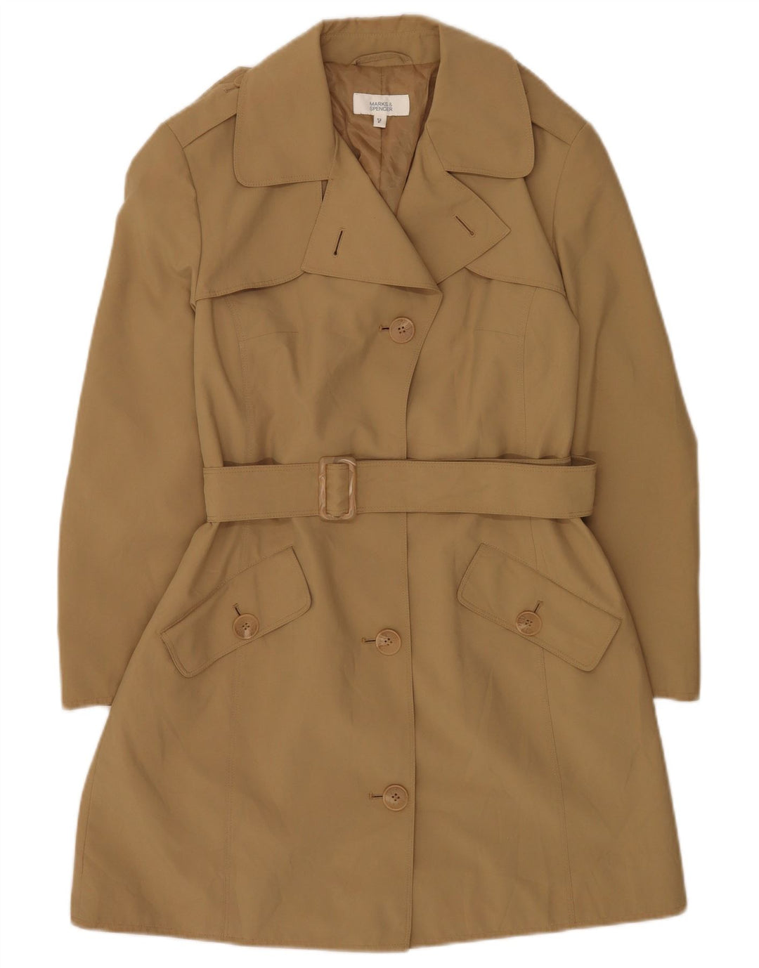 Marks & Spencer Trench-Coat Petite Femme UK 12 Polyester Kaki Moyen