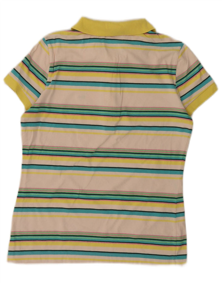 LACOSTE Polo Femme Taille 40 Moyen Off White Rayé Coton