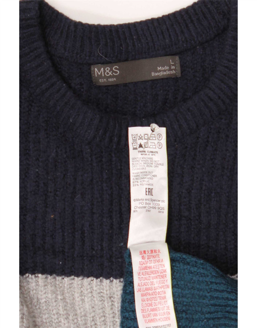 Marks & Spencer Pull ras du cou pour homme, grand, multicolore