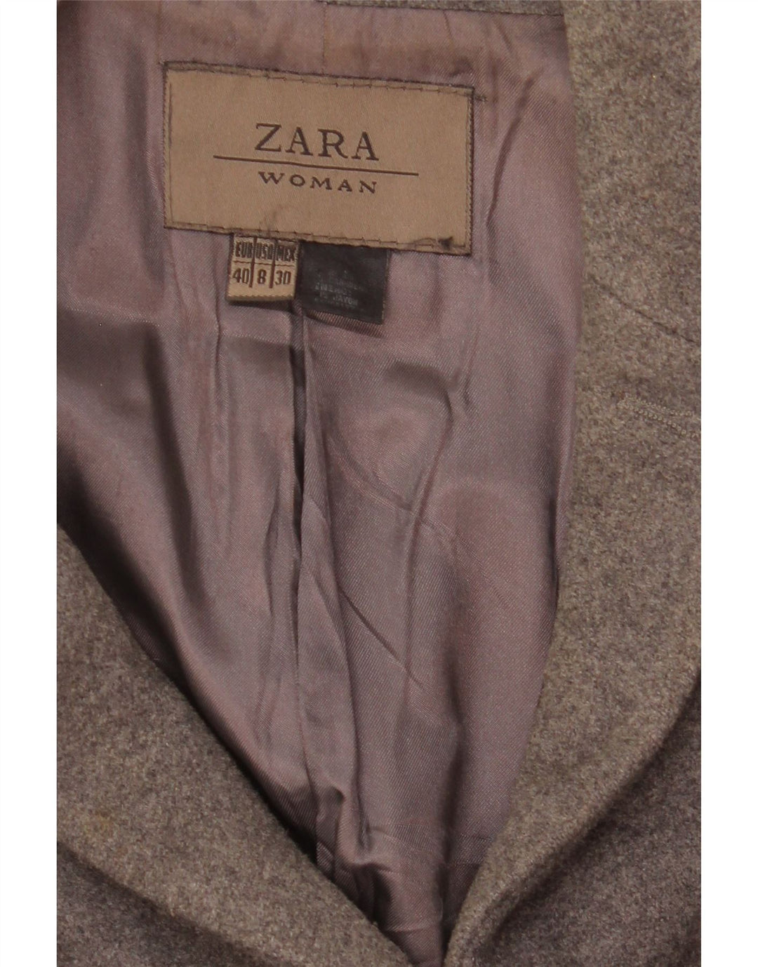 Zara Manteau Femme EU 40 Gris Moyen