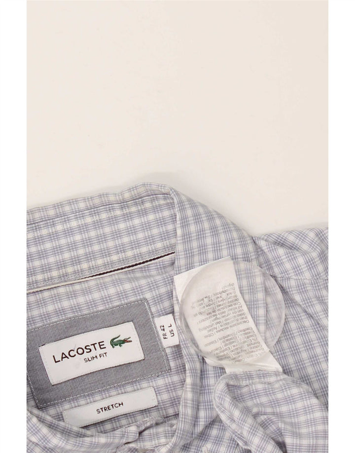 Lacoste Chemise Slim Fit Homme Taille 42 Grand Coton Vichy Bleu
