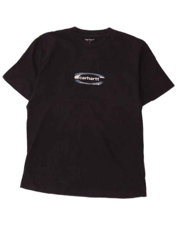 Carhartt Mens Graphic T-Shirt Top Large Bleu Marine Coton