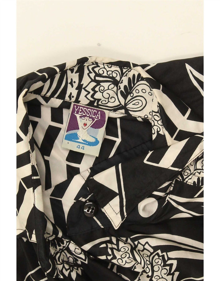 Yessica Chemisier à motif abstrait pour femme IT 44 en soie noire moyenne