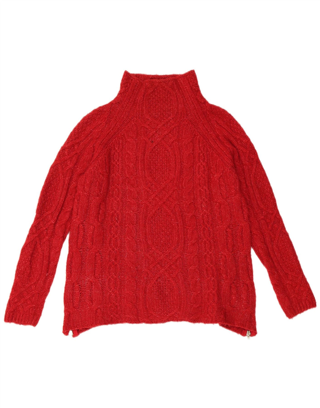 Zara Pull col roulé pour femme UK 10 Petit Acrylique Rouge