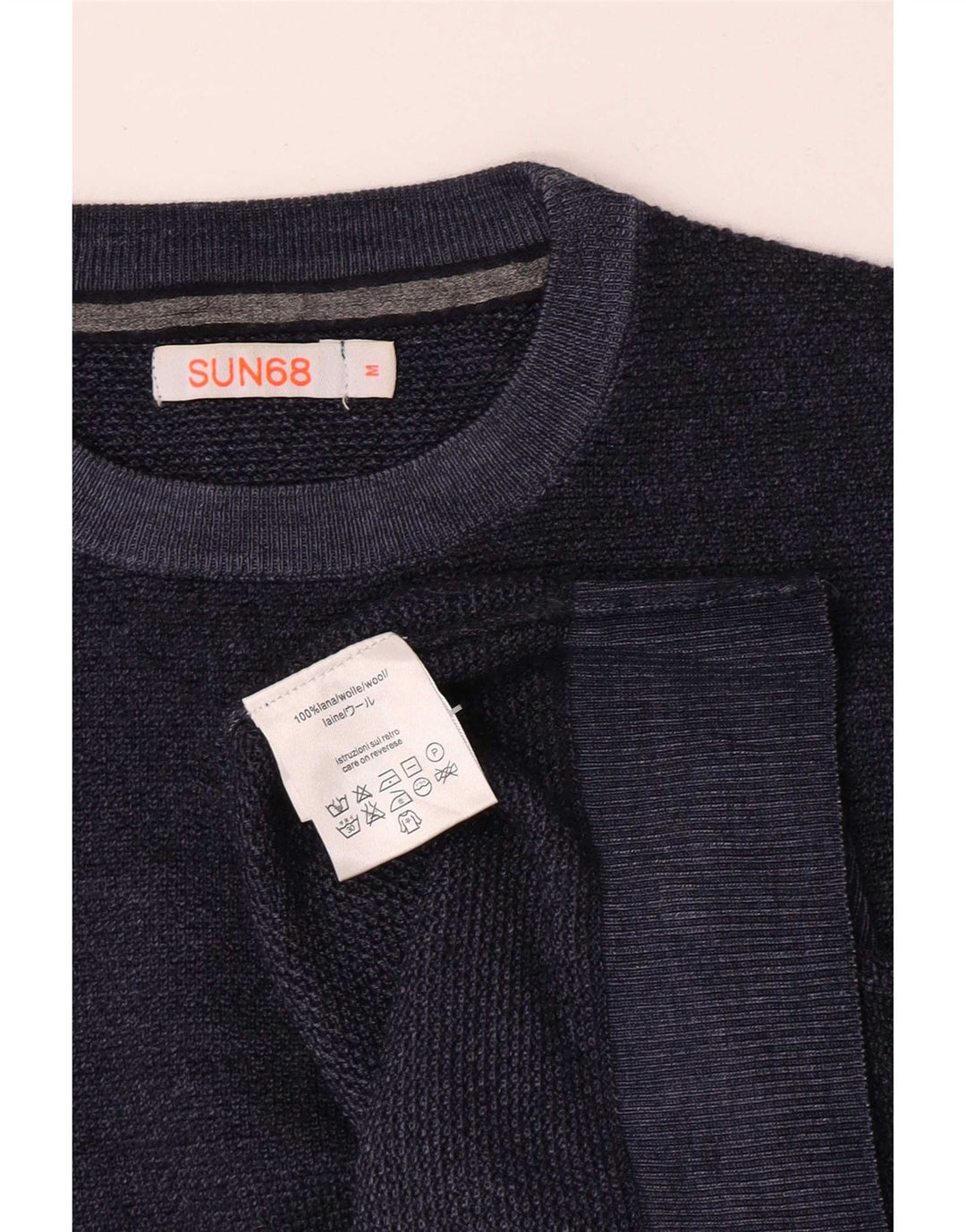 Sun68 Pull col rond homme en laine bleu marine moyen