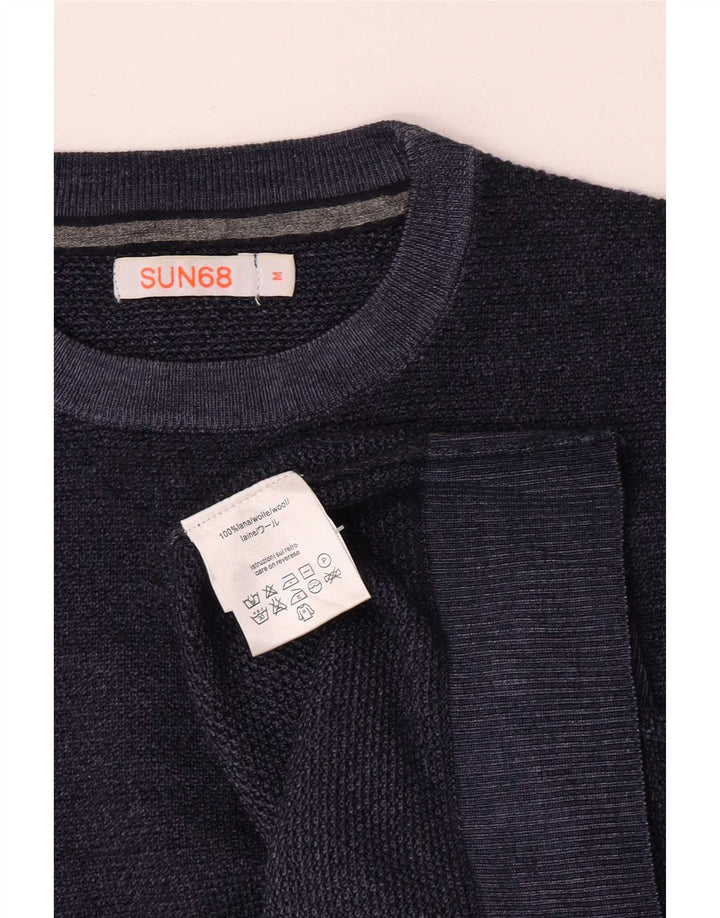 Sun68 Pull col rond homme en laine bleu marine moyen