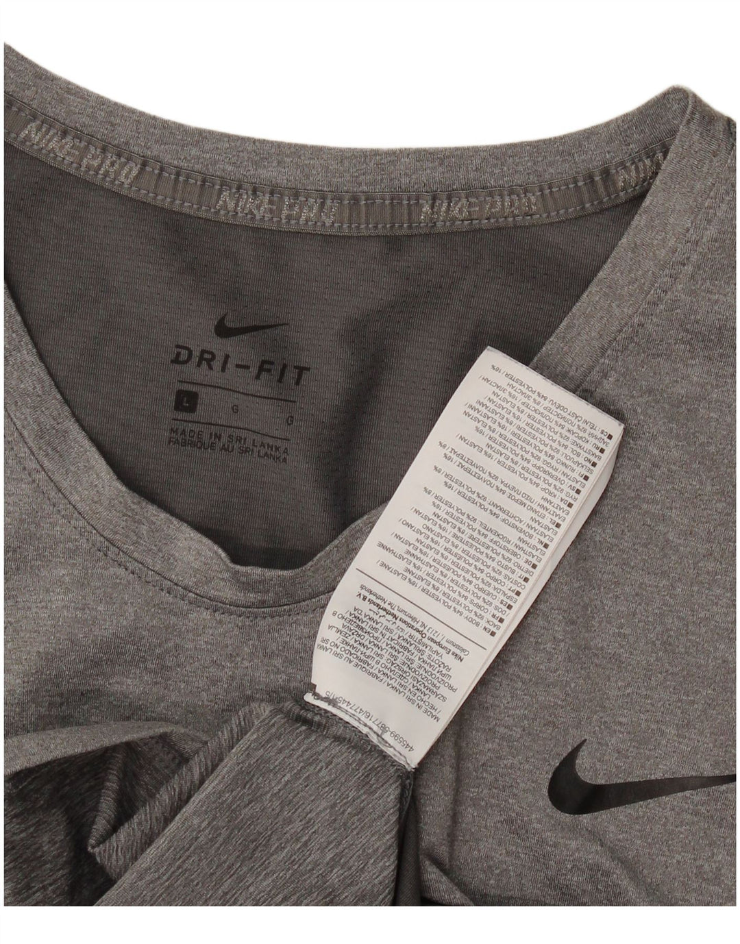 Nike Womens Dri Fit T-Shirt Top UK 14 Large Gris Polyester