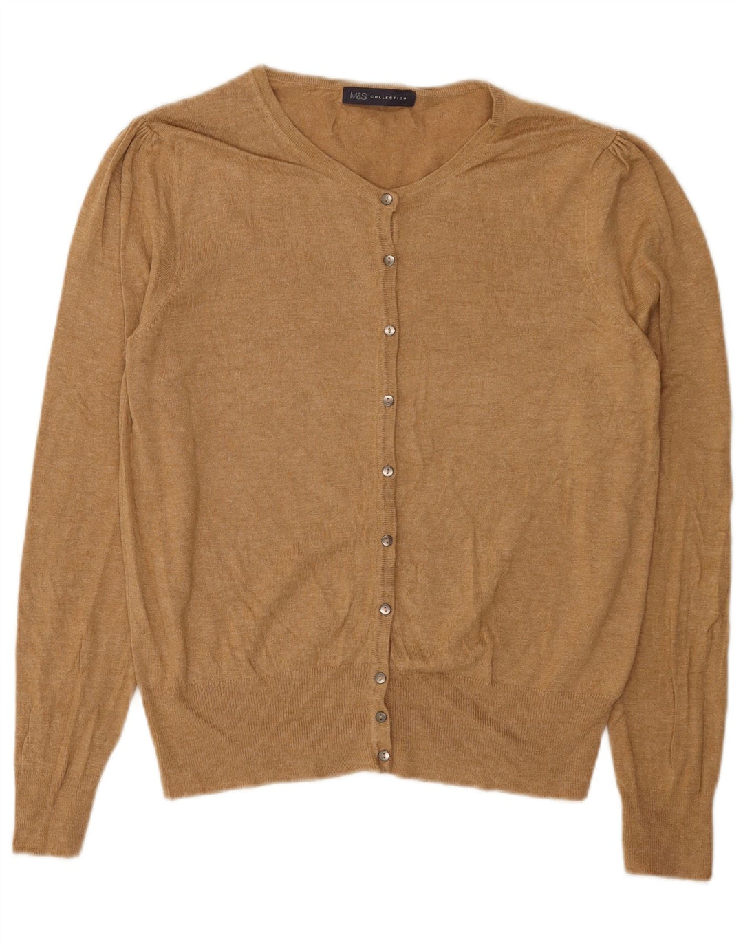 Marks & Spencer Pull Cardigan Femme UK 14 Large Beige Viscose