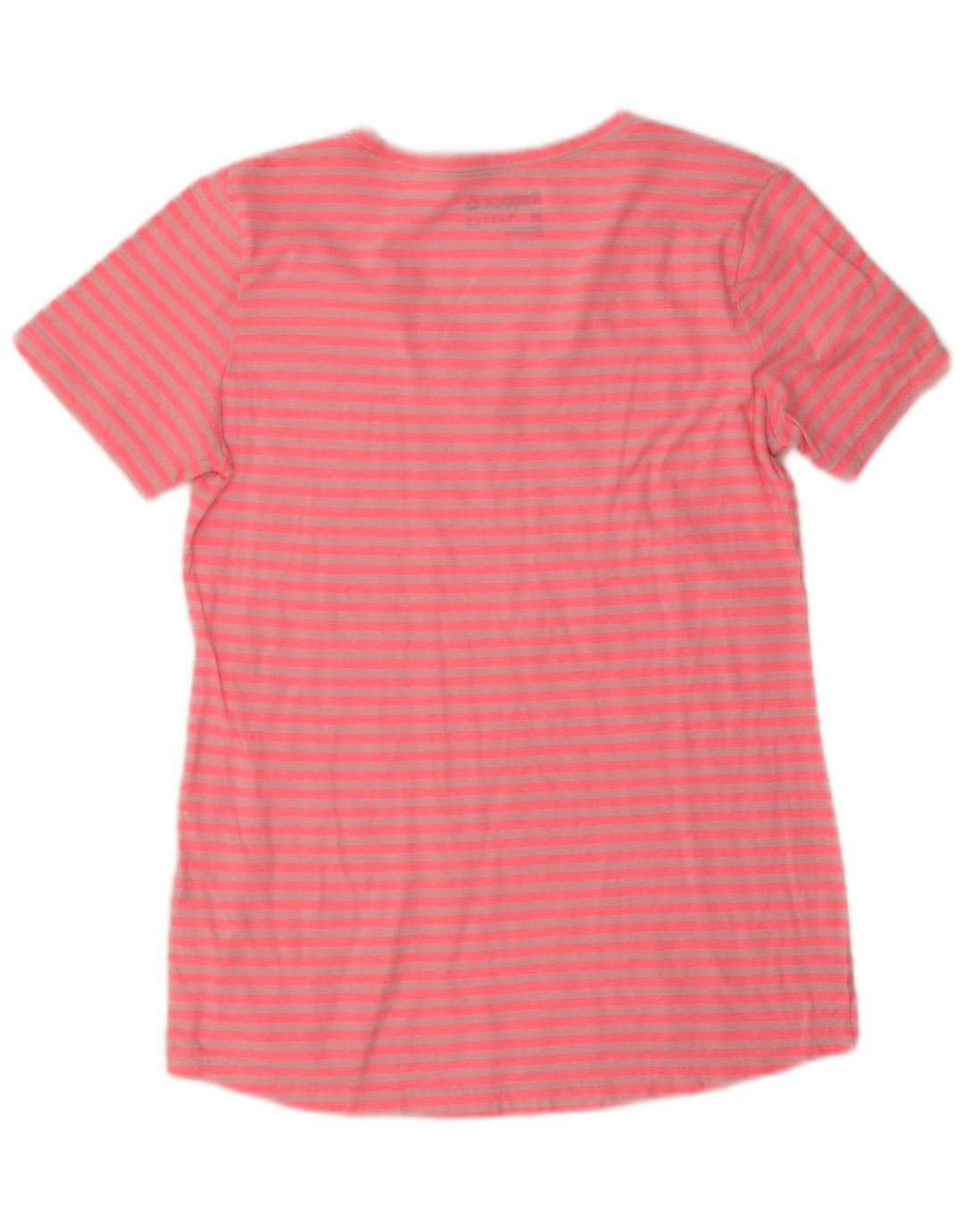 Reebok T-Shirt Femme UK 12 Rose Moyen Rayé Polyester