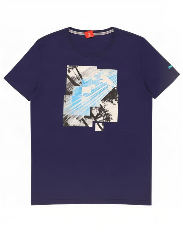Puma T-shirt graphique pour hommes, grand, bleu marine, coton