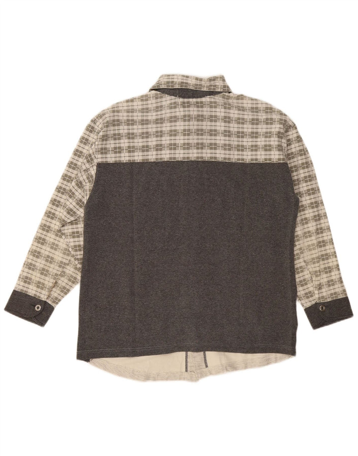 Chemise en flanelle graphique Vintage pour hommes, coton à carreaux gris moyen