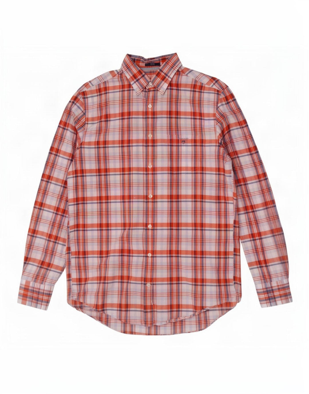 Gant Chemise coupe classique pour homme Taille 41/42 16 1/2 Grand carreaux rouges en coton