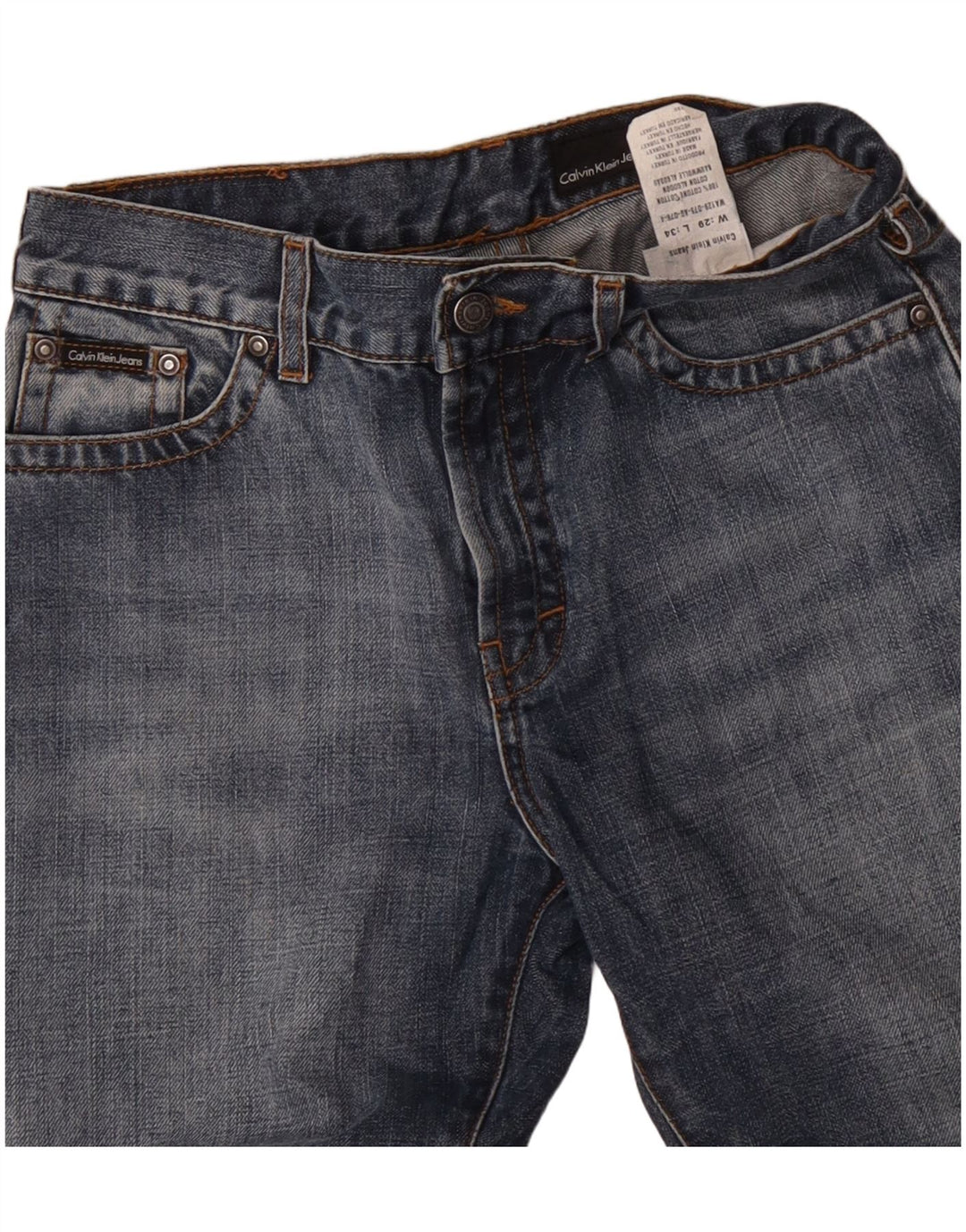 CALVIN KLEIN Jean Bootcut Homme W29 L27 Bleu Coton