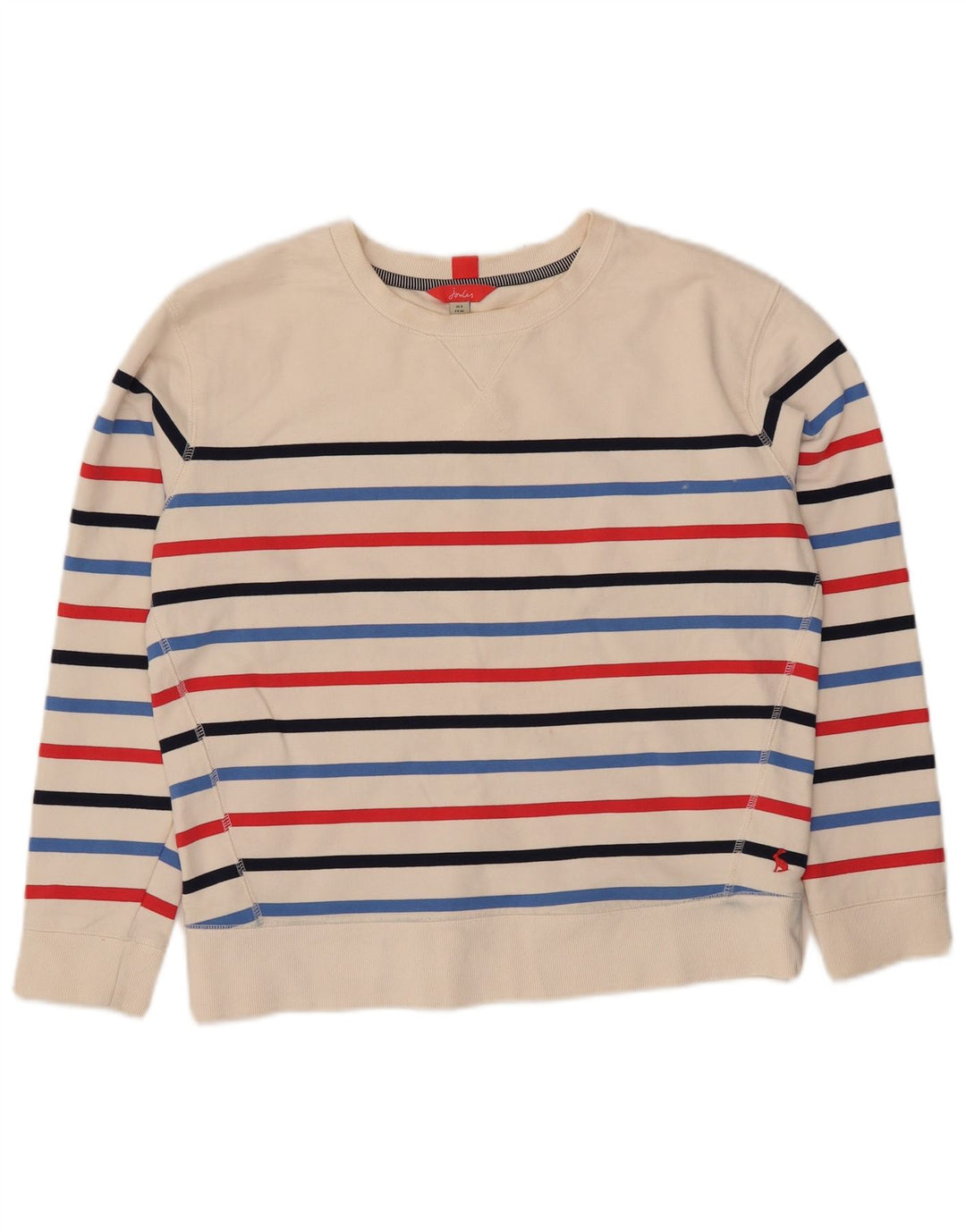 Joules Sweat-shirt surdimensionné pour femme UK 8 Petit coton rayé blanc