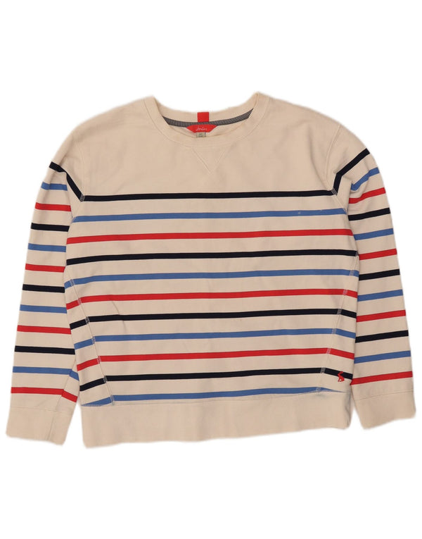 Joules Sweat-shirt surdimensionné pour femme UK 8 Petit coton rayé blanc