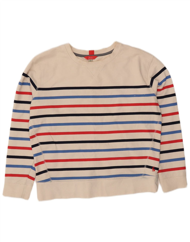 Joules Sweat-shirt surdimensionné pour femme UK 8 Petit coton rayé blanc