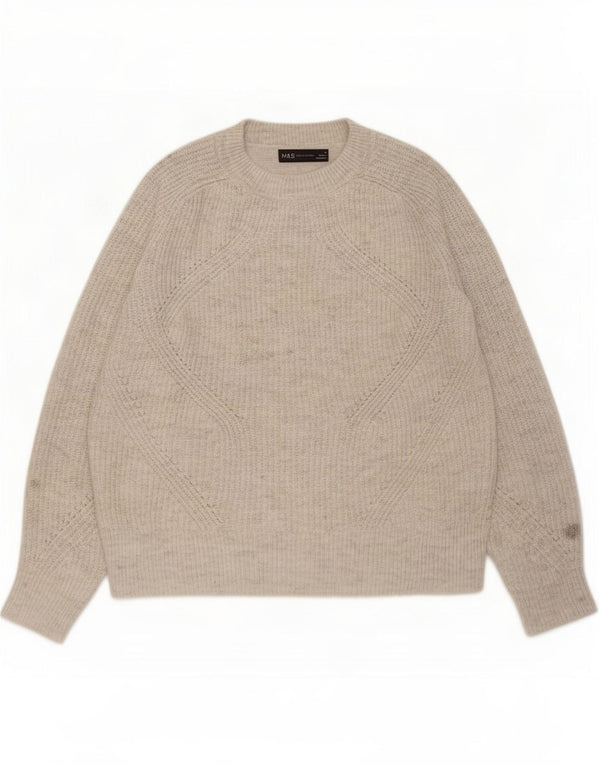 Marks & Spencer Pull col bateau pour femme UK 10 Small Gris moucheté