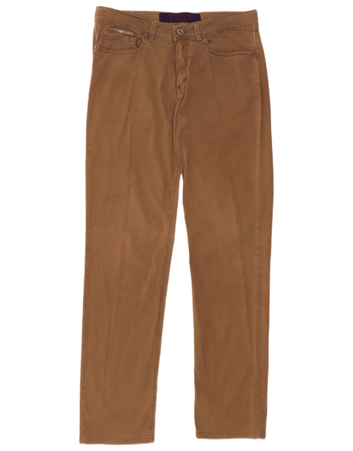 TRUSSARDI Pantalon décontracté droit pour homme W34 L32 Marron Coton