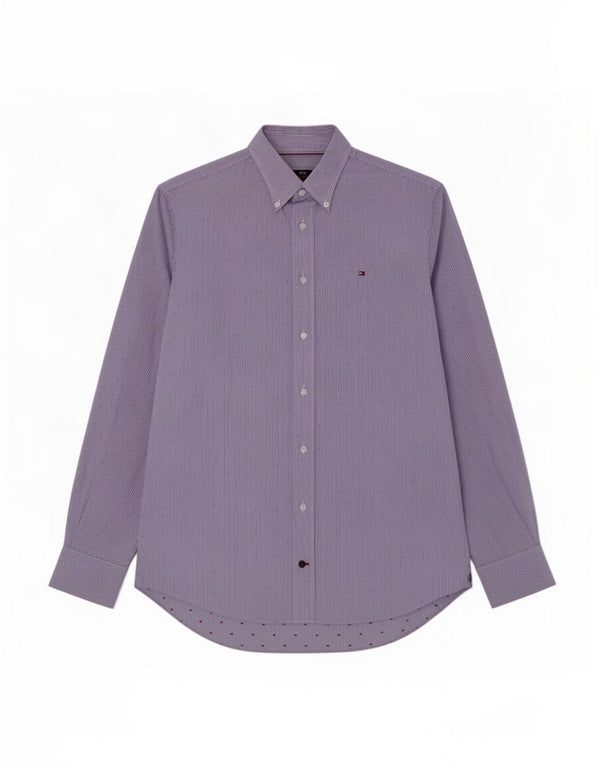Tommy Hilfiger Chemise sur mesure pour homme Taille 39 15 1/2 Bleu moyen à fines rayures