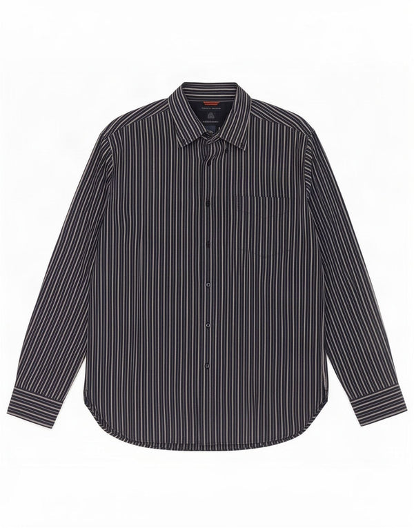 Tommy Hilfiger Mens Shirt Large Navy Blue Striped Cotton