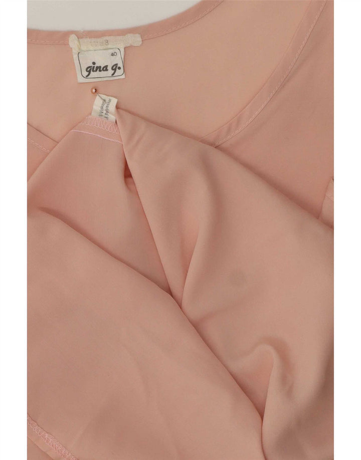 vintage Femme Blouse Sans Manches Top IT 40 Petite Viscose Rose