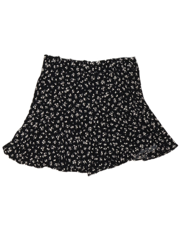 Zara Femme Mini Jupe Medium W28 Noir Floral Viscose