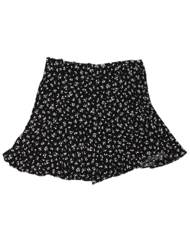 Zara Femme Mini Jupe Medium W28 Noir Floral Viscose