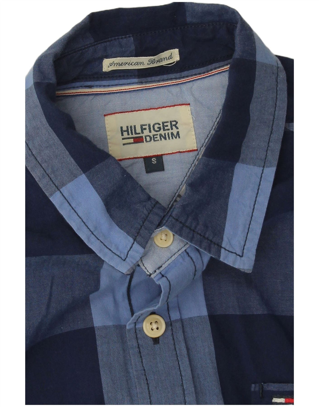 Tommy Hilfiger Chemise Homme Petit Carreau Bleu Marine Coton