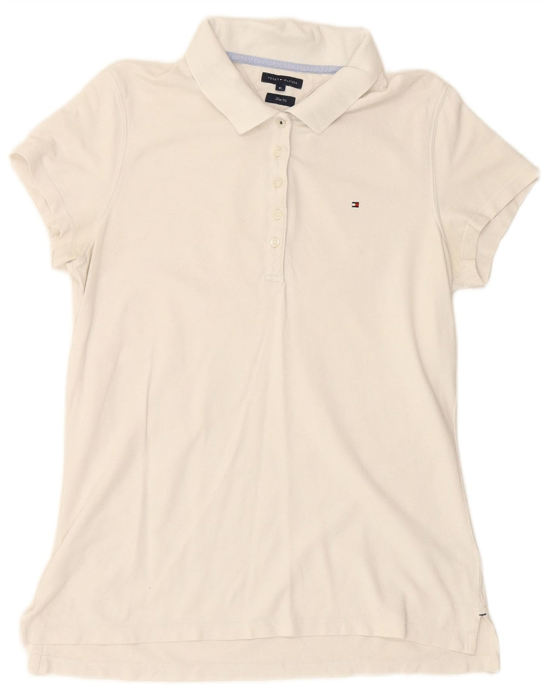 TOMMY HILFIGER Polo Slim Femme UK 18 XL Coton Blanc