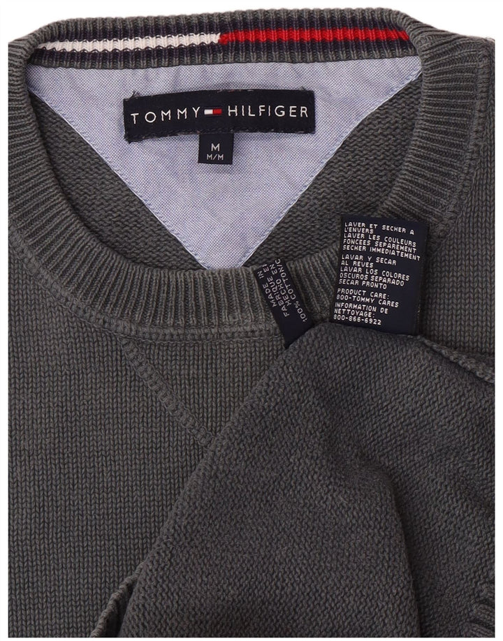 Tommy Hilfiger Pull à col rond coupe classique pour homme en coton gris moyen