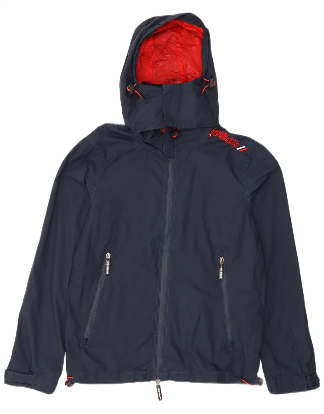 SUPERDRY Veste coupe-vent à capuche pour hommes UK 38 Bleu marine moyen Polyester